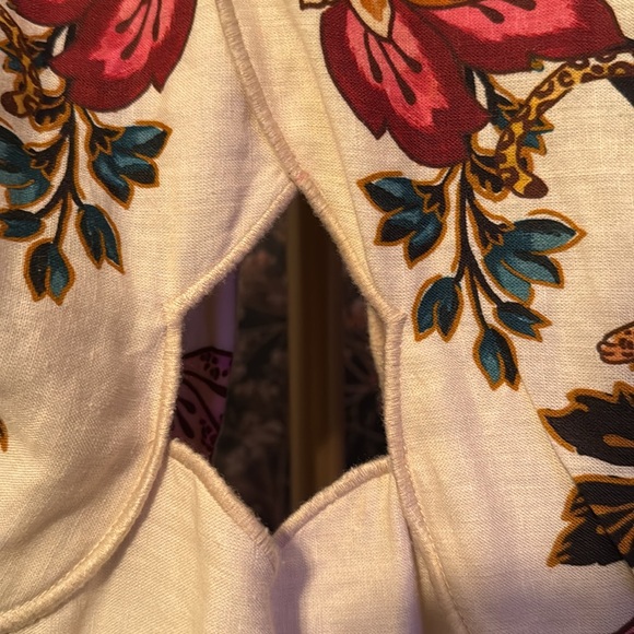 Farm Rio Linen-Blend Cut-Out Midi-Dress - Picture 7 of 8